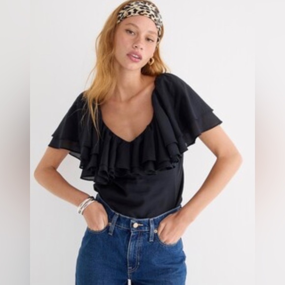 J. Crew Tops - Jcrew Double-ruffle cotton voile top